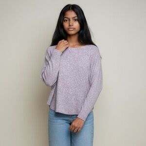 Vila Milano Heathered Mauve Lavender Soft Knit Sweater with Dolman Sleeves, L